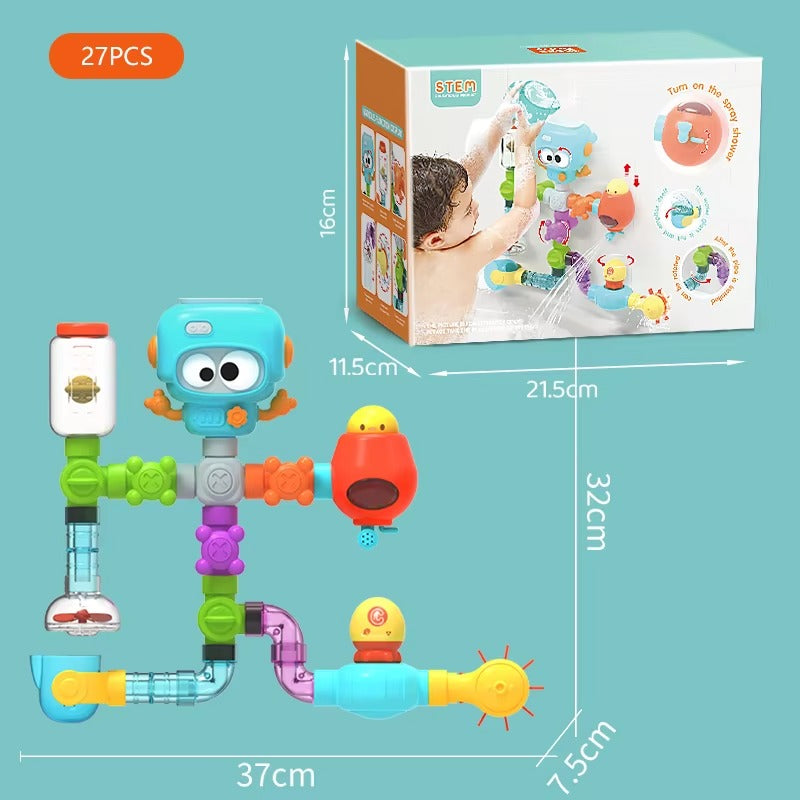 Vattenlekset för Badkaret med figurer och vattenflöden